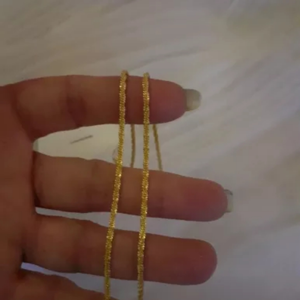 NEW 18k Yellow Gold || 925 Sterling Silver || Hollow Glitter Rope Chain Necklace - Picture 7 of 13